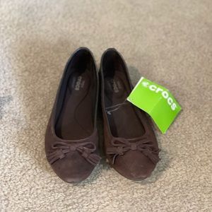 CROCS lina embellished suede flat